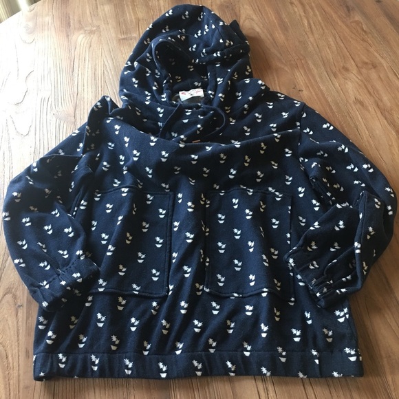 Anthropologie Pluto on the Moon Women’s Navy Cactus Hoodie Sweatshirt Pullover S - Picture 3 of 7